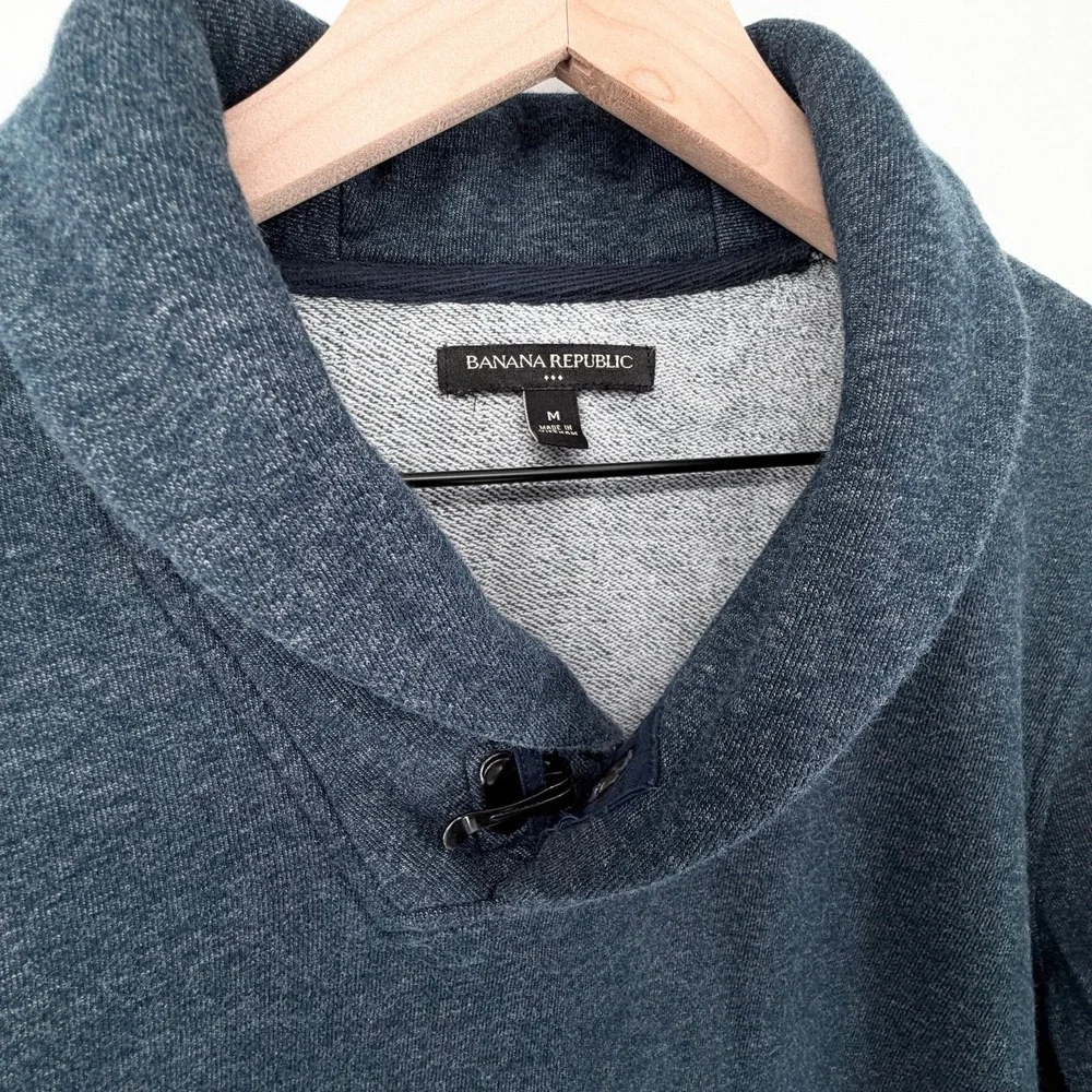 Banana Republic Men's M Blue Shawl Collar Pullover Sweatshirt Sweater Fall